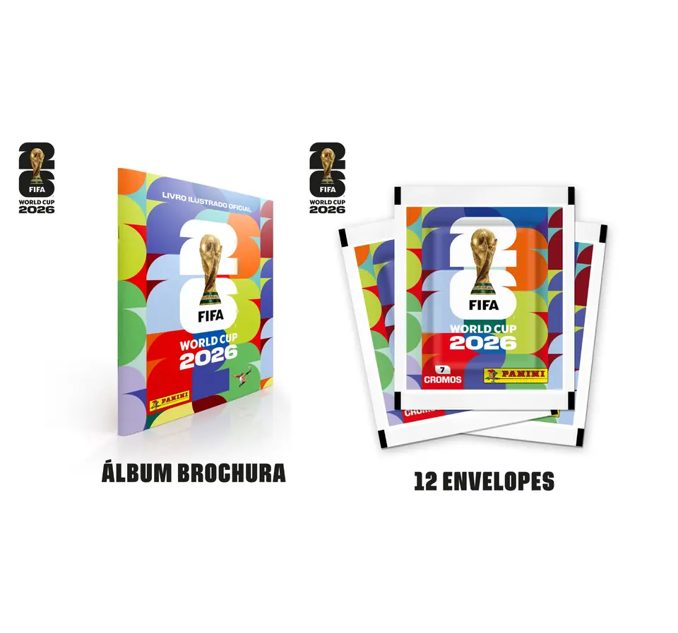 Copa do Mundo 2026 — Álbum Capa Cartão + 12 Envelopes